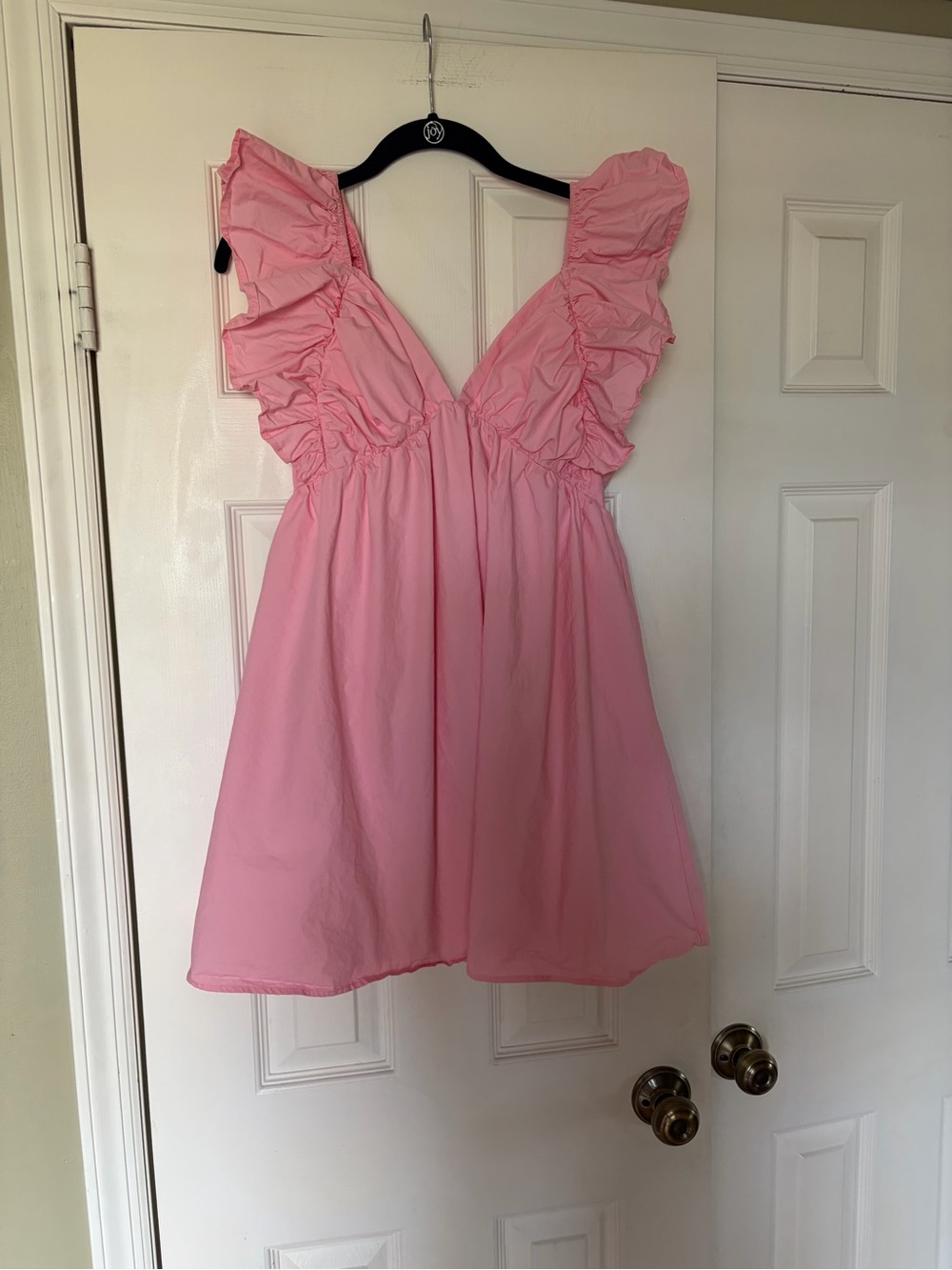 Pink Flutter-Sleeve Babydoll Dress - Picture 3 of 7